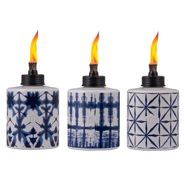 Outdoozie CT00002N-S3W Tabletop Torch and Candle Set Ceramic 