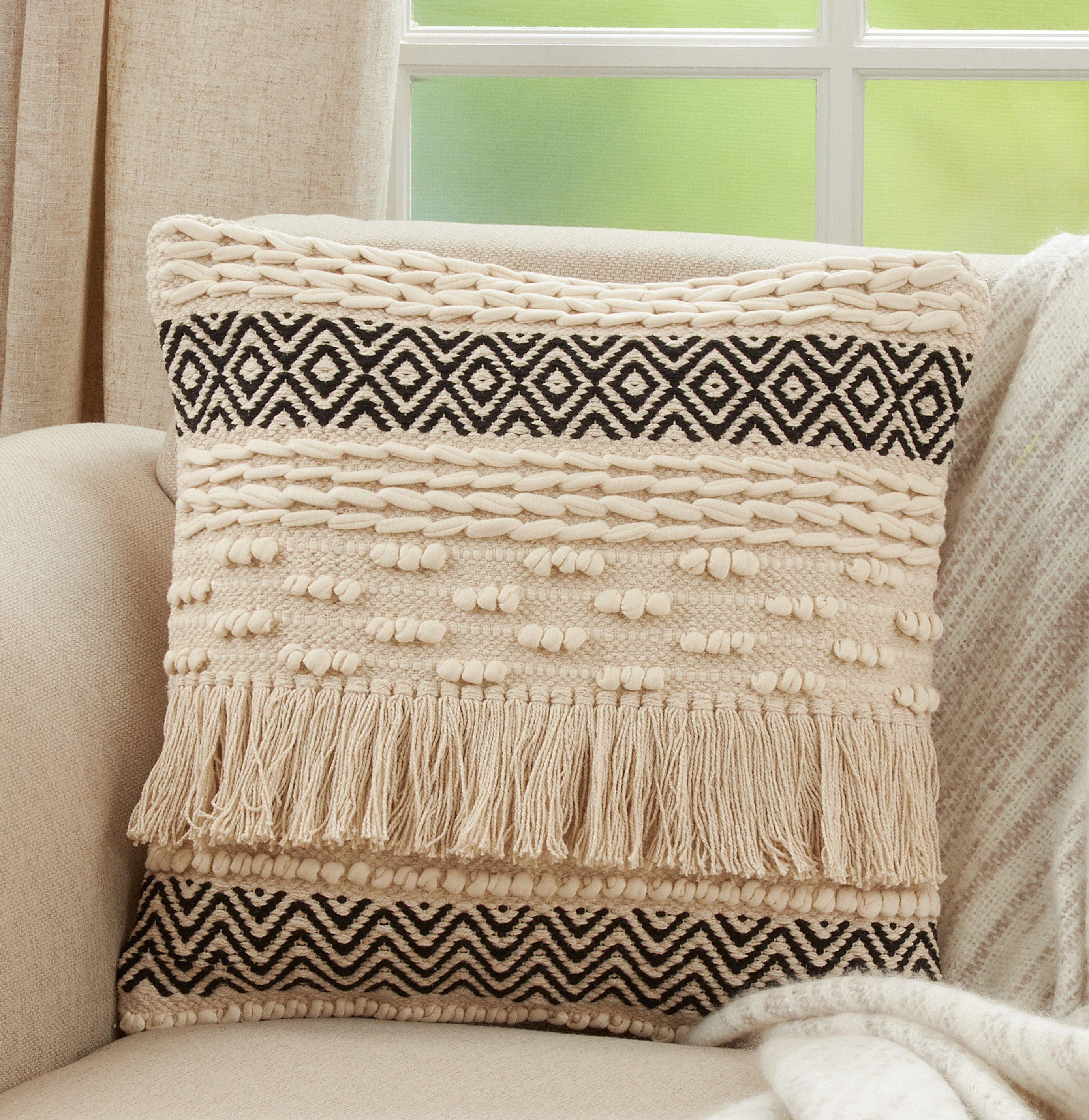 Saro Kema Square Cotton Pillow Cover & Insert Wayfair