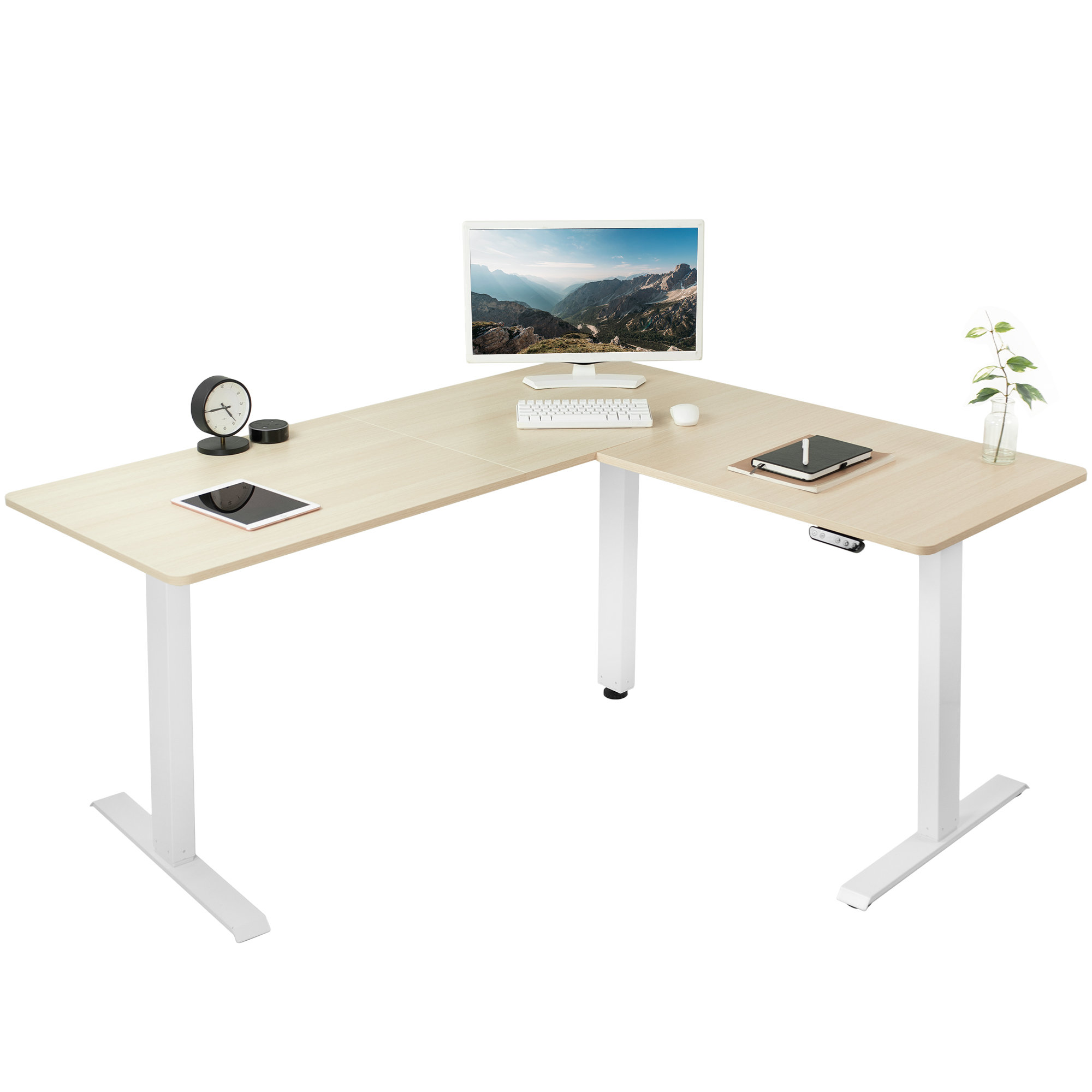 VIvo Height Adjustable LShape Standing Desk Wayfair