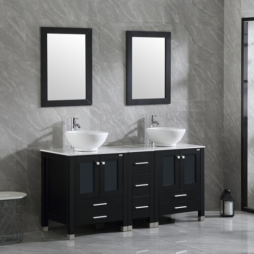 Ebern Designs Marinus 60'' Free-standing Double Bathroom Vanity with ...