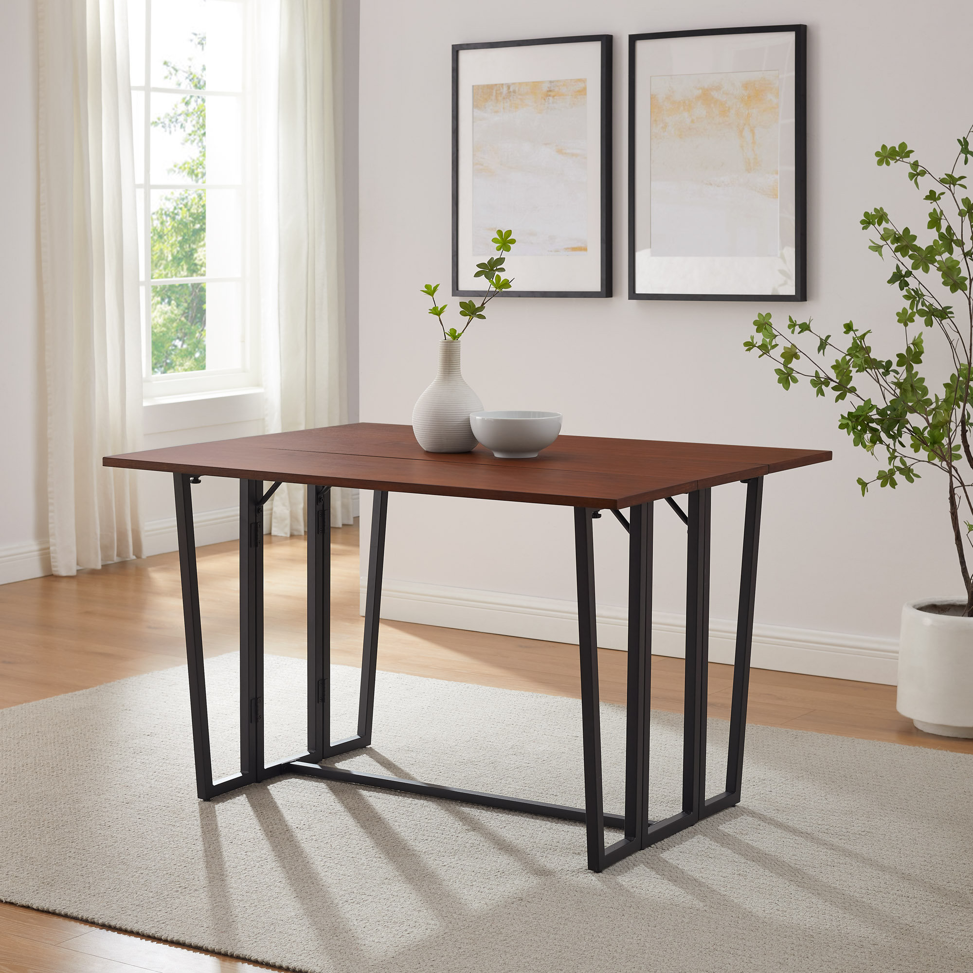 17 Stories Drop Leaf Trestle Dining Table Wayfair