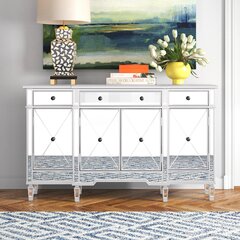 TV Credenza Stand Buffet Table Glam Room Decor Champagne Mirrored 48 Sideboard 
