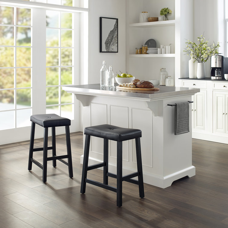 Diamondback 50'' Wide Rolling Kitchen Island Set with Stainless Steel Top