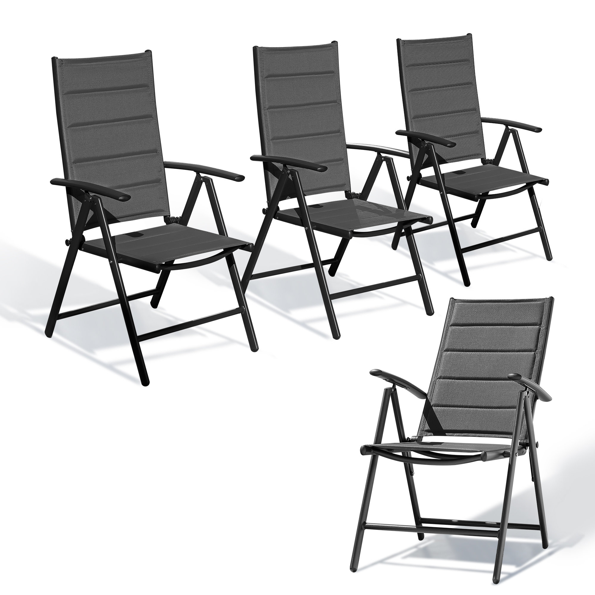 Purple Leaf Fabric Patio Folding Chair Set of 4 Wayfair