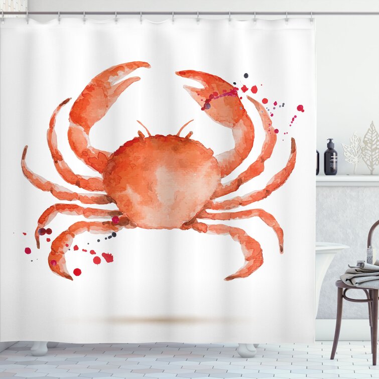 Highland Dunes Bulger Crabs Sea Animals Theme Watercolor Style Effect a Big  Crab on White Background Print Single Shower Curtain & Reviews | Wayfair