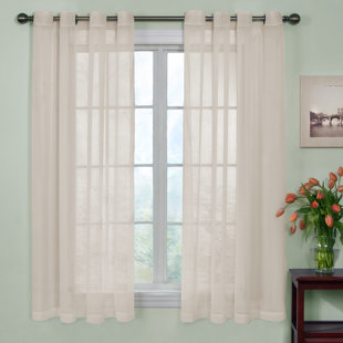 Voile Sheer Grommet Window Curtain Panel 59” X 84” Ivory 