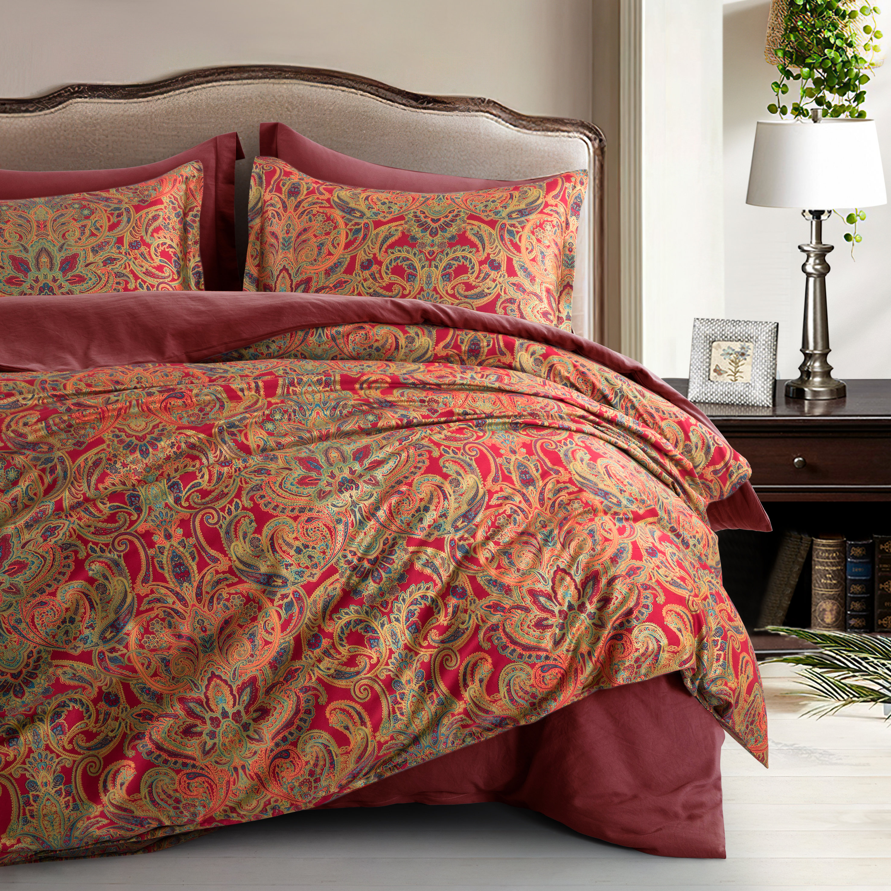 Aftan Italian Tapestry Bohemian Paisley Duvet Cover Set Astoria Grand Size Twin Duvet Cover + 1 Sham