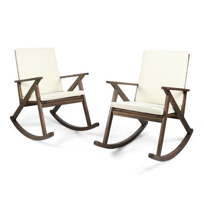 George Oliver Gerling Acacia Outdoor Rocking Chair & Reviews | Wayfair