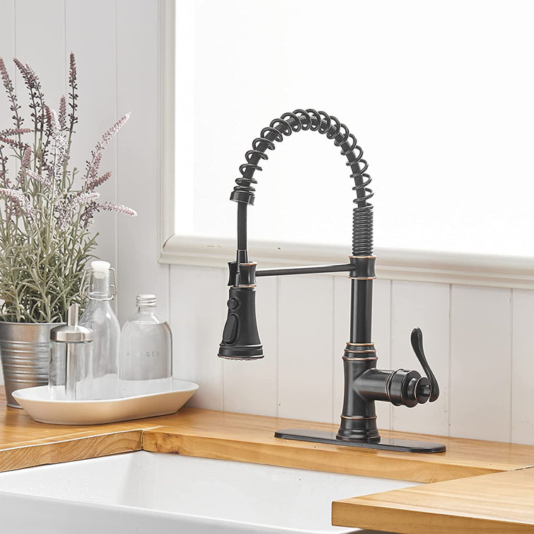 Bathfinesse Kitchen Sink Faucet With Deck Plate Single Handle ...