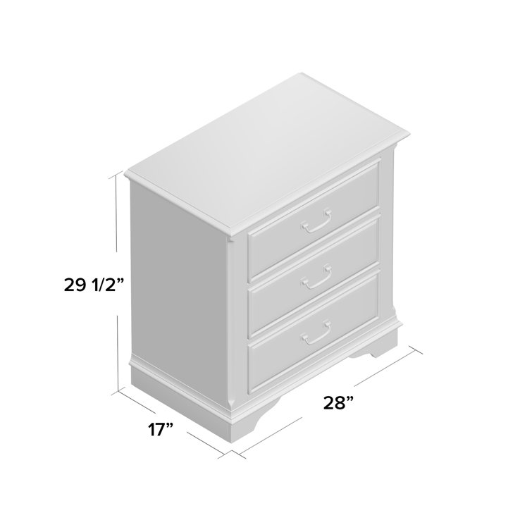 Bayside Cottage White Vintage 3 Drawer Nightstand