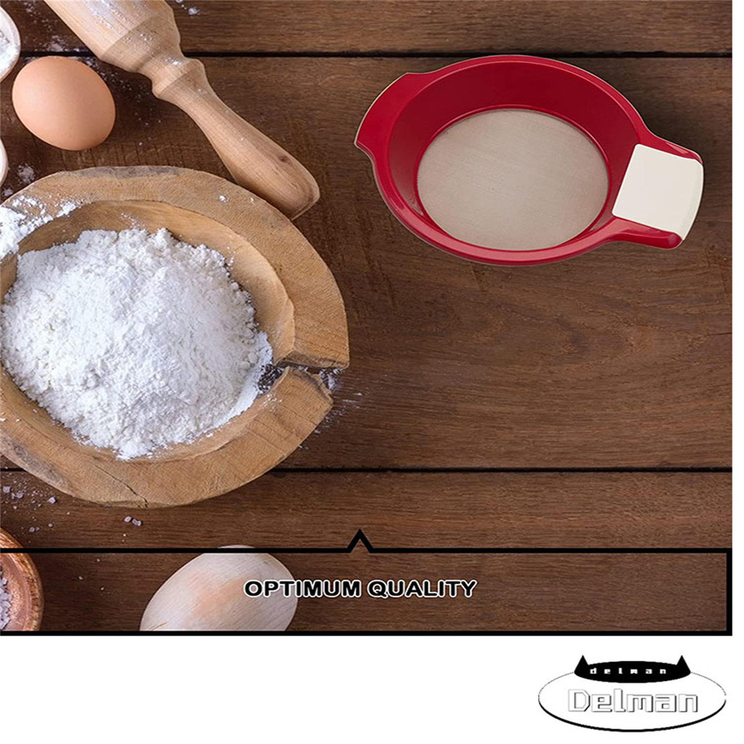 Delman Flour Sifter For Baking, 60 Mesh UltraFine Flour Sifter, Hand