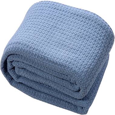 100% Soft Premium Combed Cotton Thermal Blanket– Queen Blankets– Soft Cozy Warm Cotton Blanket– Bed Throw Blanket– Queen Bed Blankets– All Season Cotton Blanket– Blue Queen Cotton Blankets-By HILLFAIR