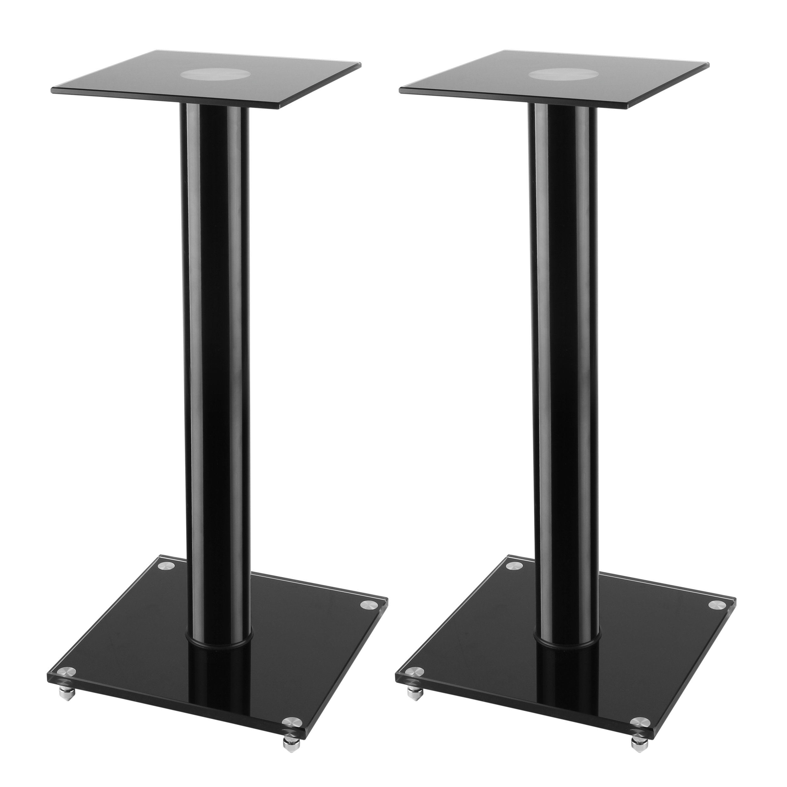 TechOrbits Speaker Stands Pair Universal 23 Inch Book Shelf Speakers Floor Tempered Glass