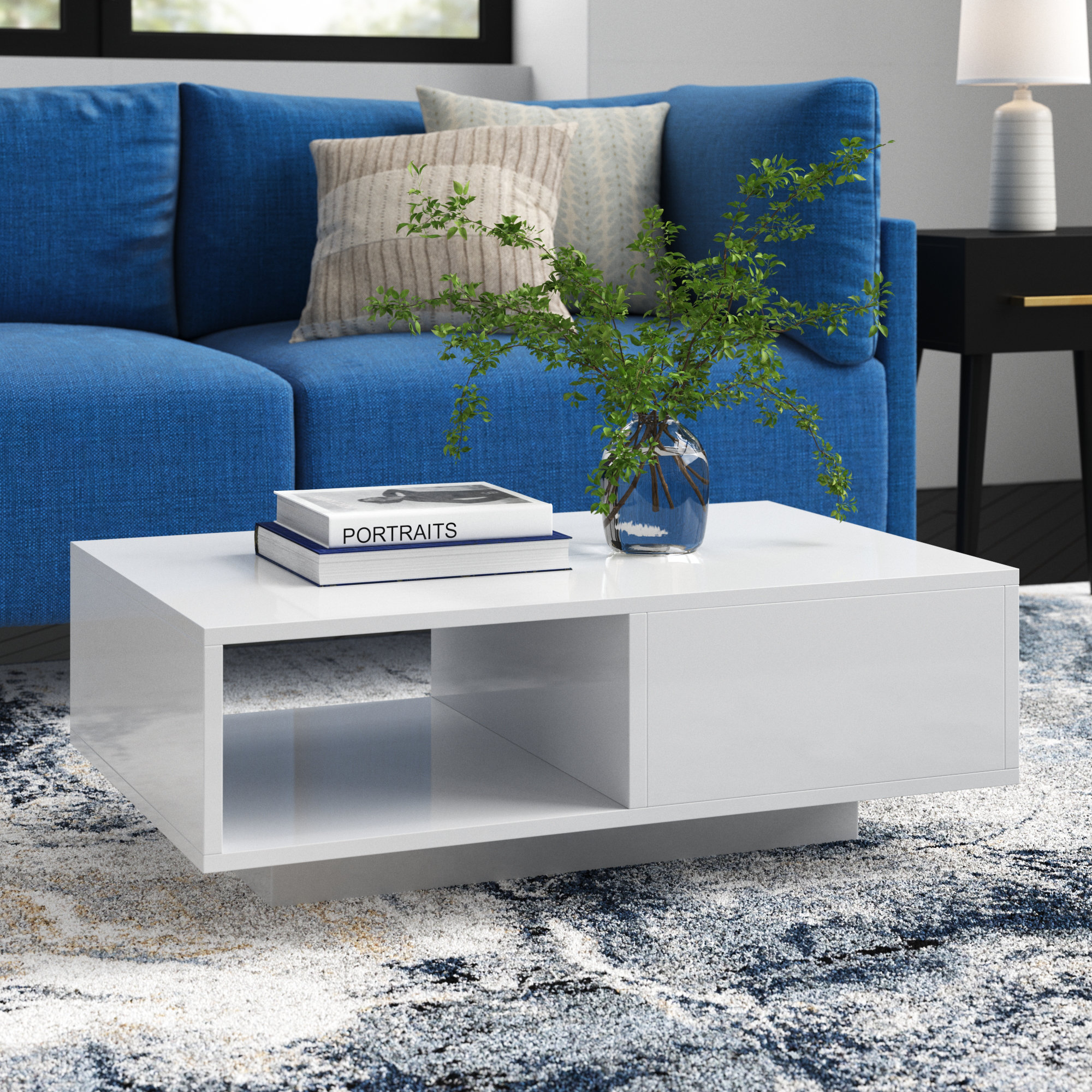 White Gloss Living Room Furniture TV Stand Coffee Table Night Glow LED Lights 