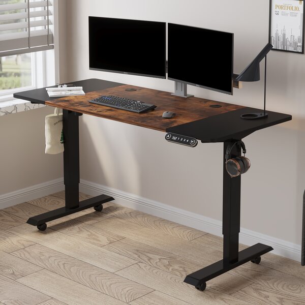 Mobile Standing Computer Workstation Desk Adjustable Height Rolling Home Office 