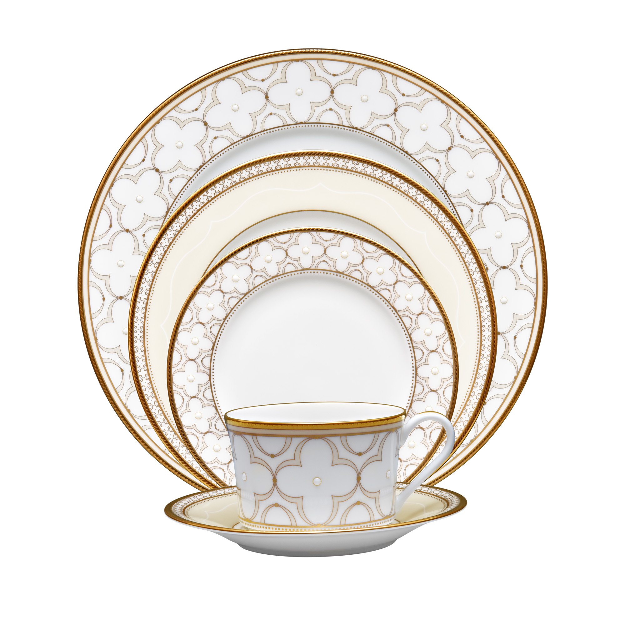 Noritake Trefolio Gold Bone China Dinnerware Set of 5 Wayfair
