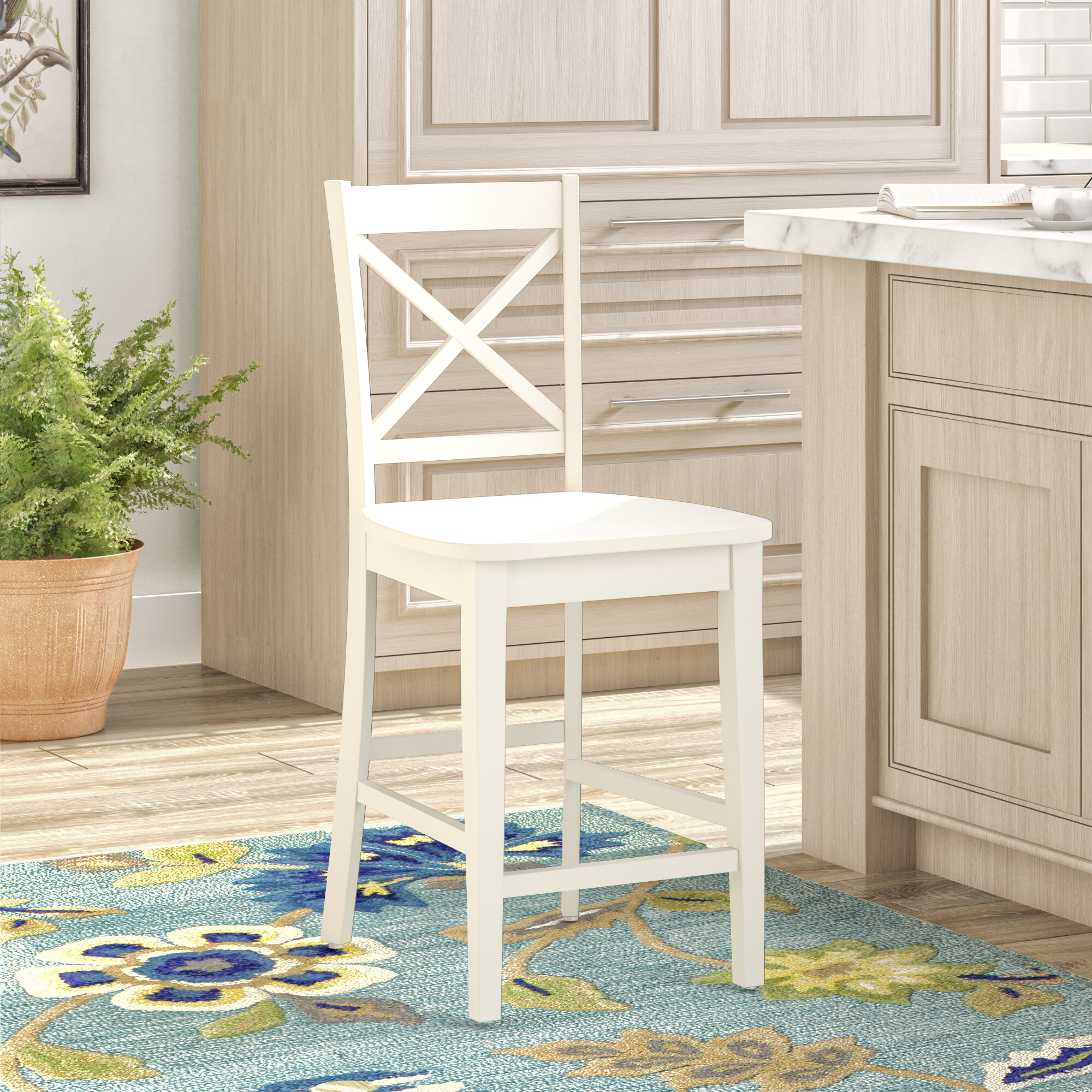 Three Posts™ Barfield Solid Wood 24'' Counter Stool & Reviews Wayfair