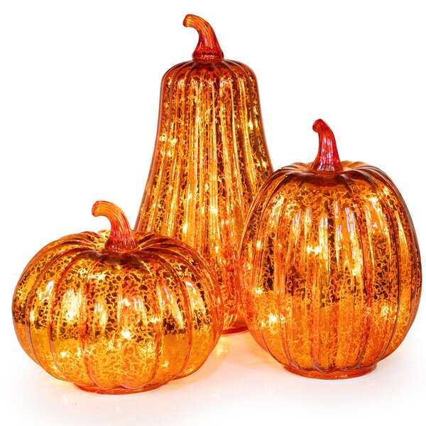 Tall Gourd Pumpkin Handblown Art Glass Iridescent Golden Clear Fall Decor 9" NEW 