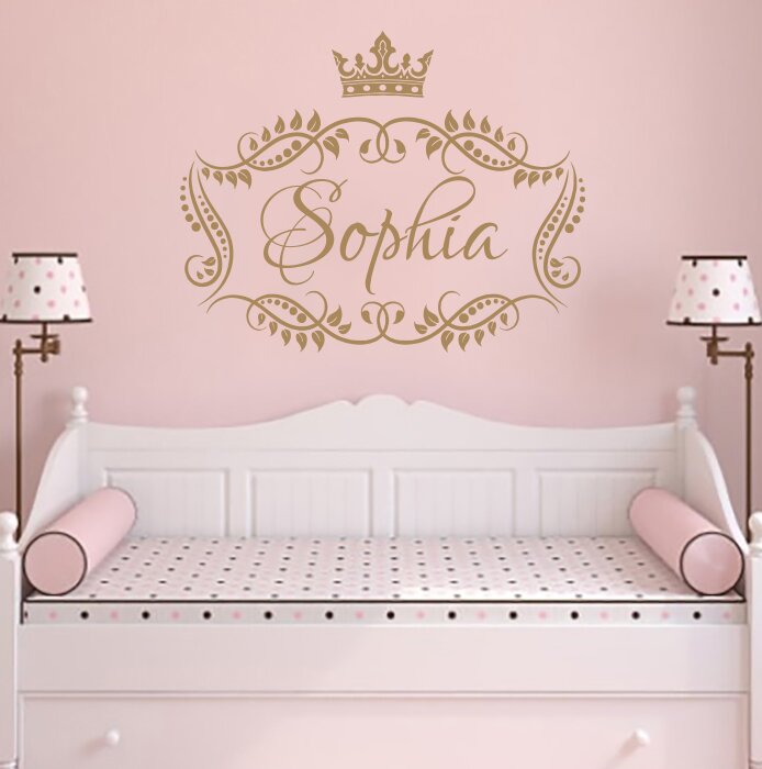 Personalised Name Princess/Crown Wall Art,Girl/Kids Bedroom,Custom Vinyl Sticker 