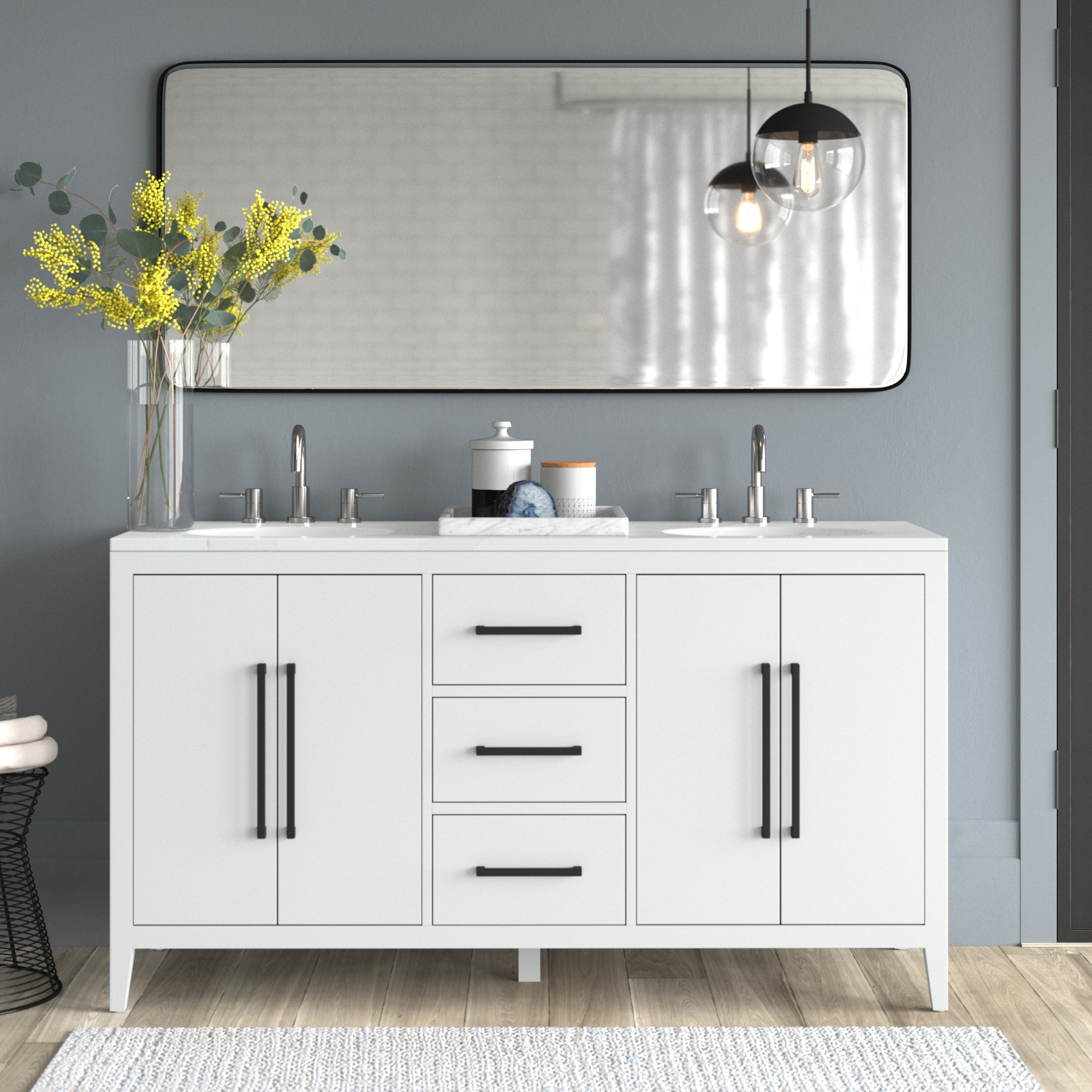 svoboda 60'' free-standing double bathroom vanity with quartz vanity top
