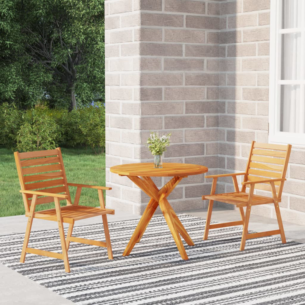 Union Rustic Patio Table and Chairs Conversational Set Solid Acacia