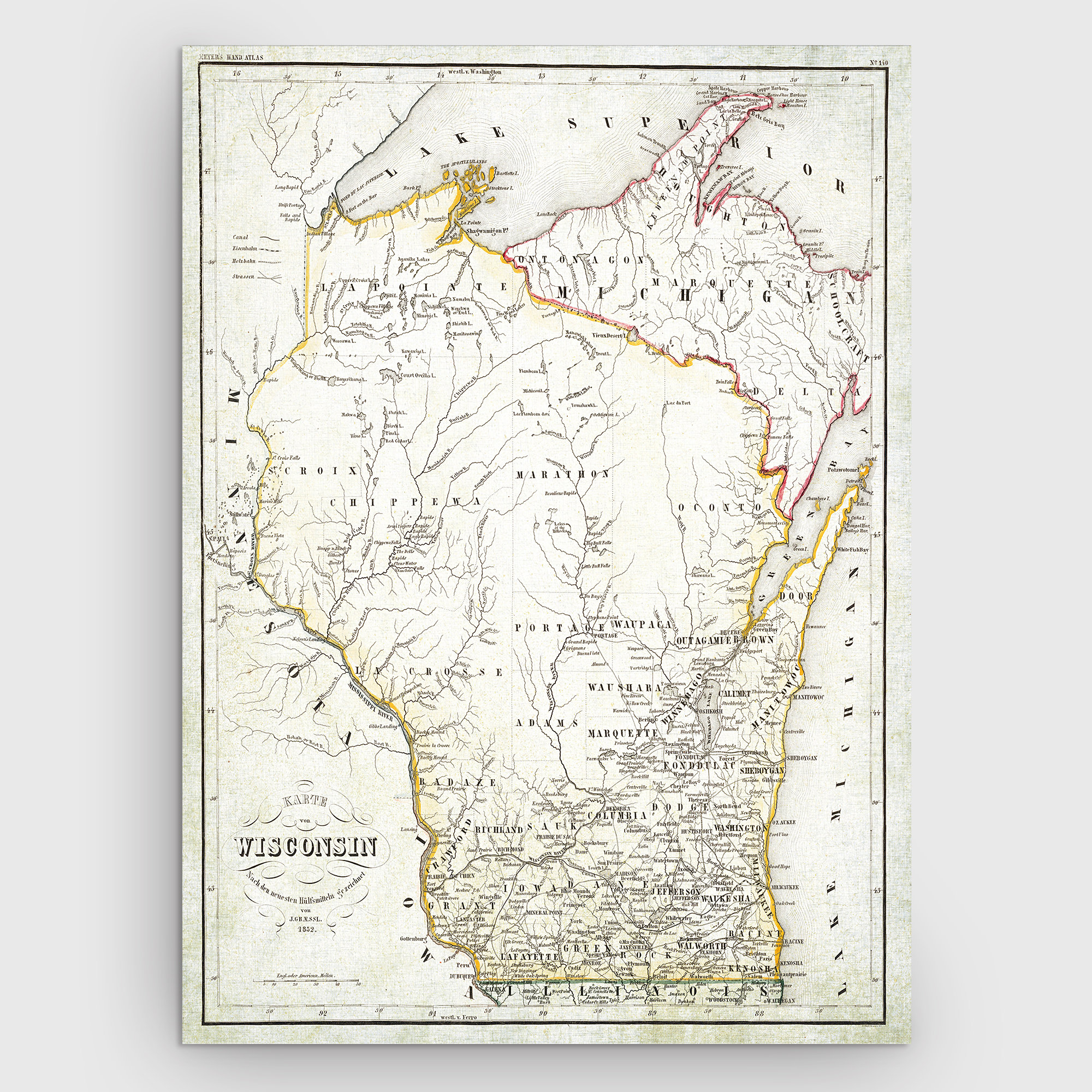 Williston Wisconsin Sketch Map I Graphic Art on Canvas Wayfair