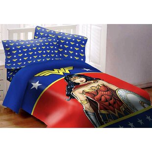 Licensed DC Superman Emblem 4 Piece Reversible Soft Twin Size Comforter Set 
