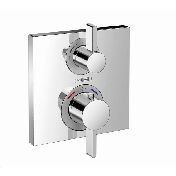 Hansgrohe 15714821 Shower Trim – Brushed Nickel, Square Design, Dual Handle With Anti-Scald, For IBox Universal Plus