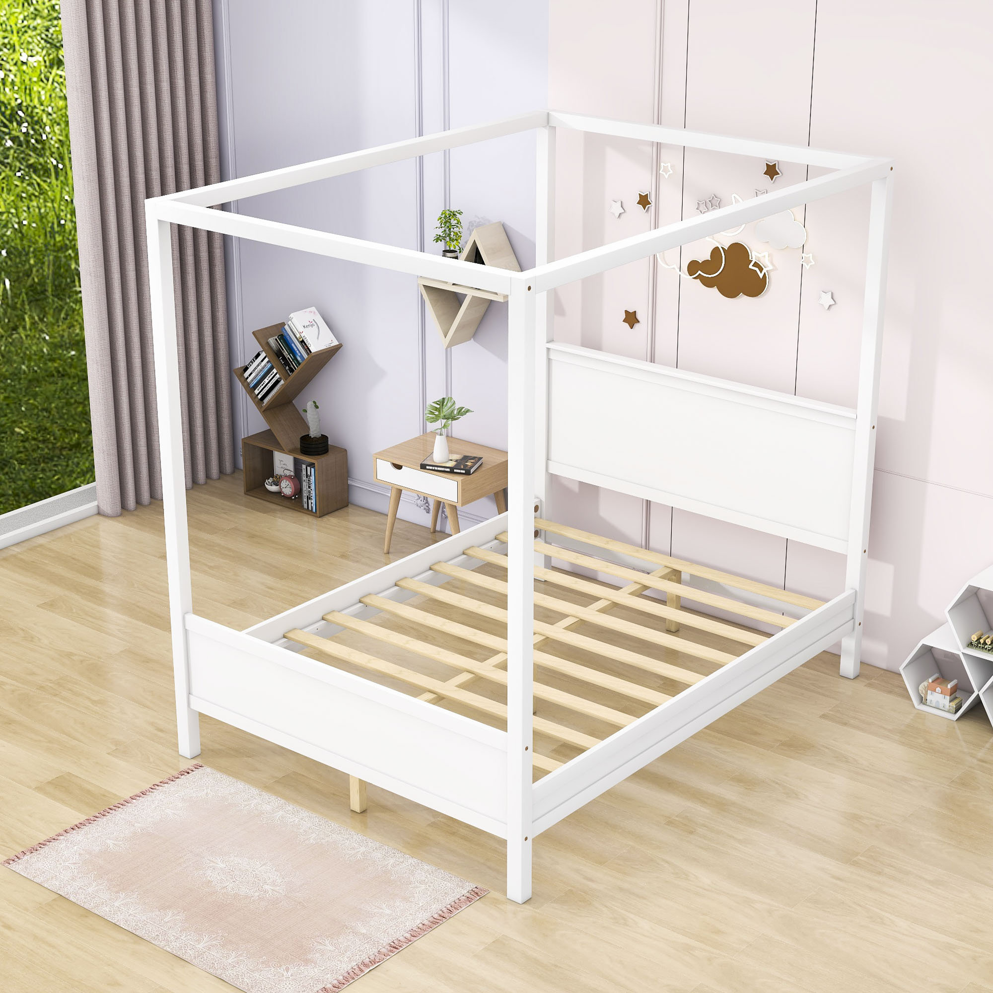 Winston Porter Enzzo Queen Low Profile Canopy Bed Wayfair