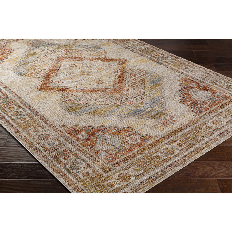 Bungalow Rose Performance Rust/Beige Rug | Wayfair