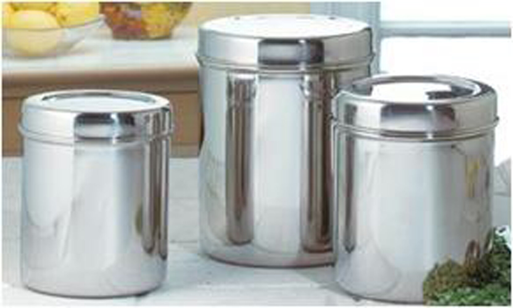 Stainless Steel Canisters 3pc set Blue or Red Lid Tin Camping 13,15 & 18cm 