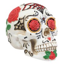 Ebros Gift El Diablo Day of The Dead Red Rose Skull Ashtray Tribal Tattoo Skull Figurine 5Long 
