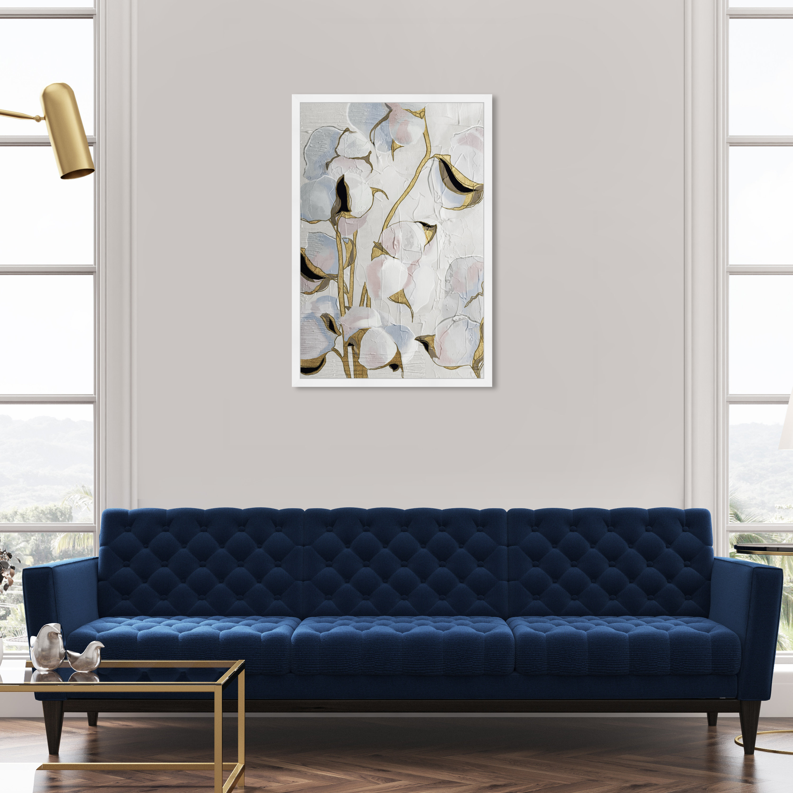 Oliver Gal Golden Stem Floral Picture Frame Graphic Art Wayfair