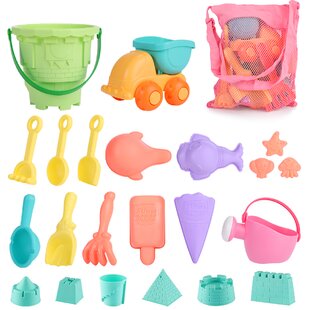 Turtle Ocean Seashell ASkinds 6pcs Silicone Beach Sand Set,Animals Castle Tools Kit Collapsible Buckets and Shovels Rainbow Bath Water Play Toys 