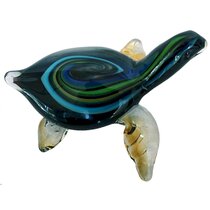 December Diamonds Blown Glass Embellished Sea Turtle Ornament 79-80926 5 Inches x 4.5 Inches Aqua Flippers