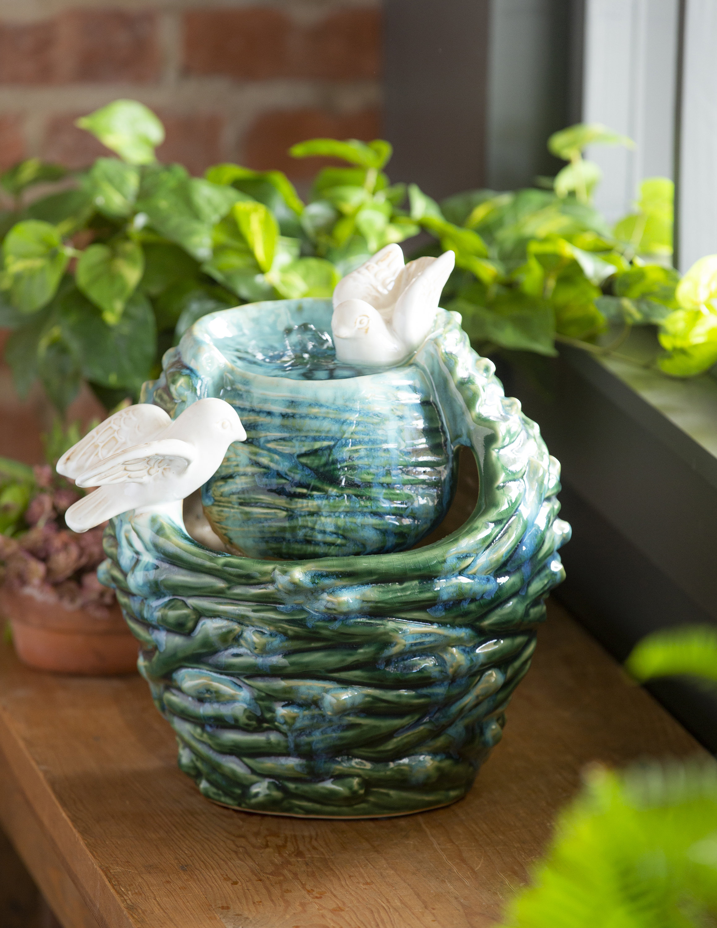 Orren Ellis Marlem Ceramic Birds Fountain Wayfair