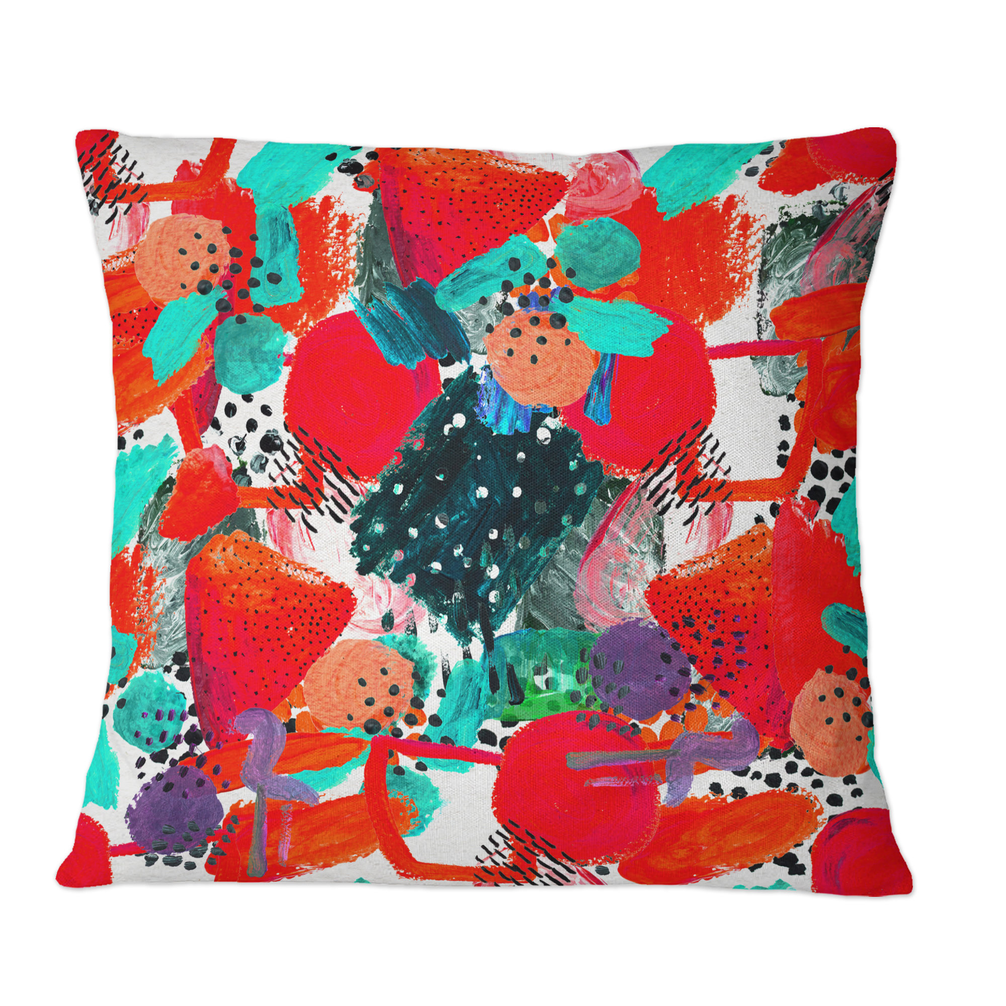 red and turquoise throw pillows
