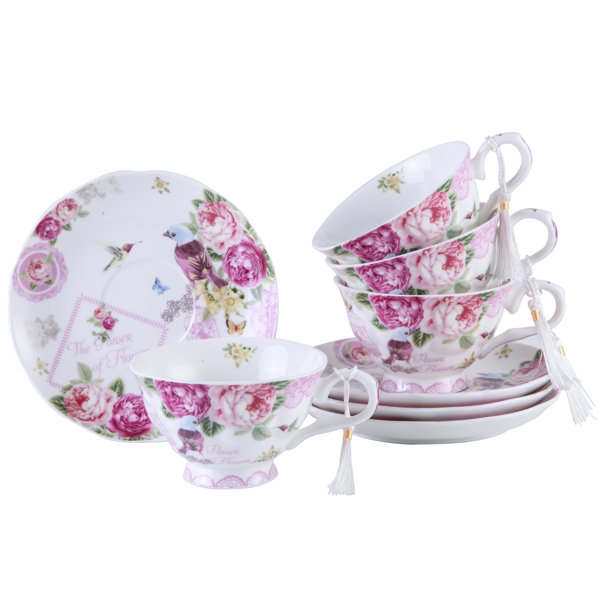 Pink Dots Spots Large Cup & Saucer Bone China Pink Breakfast Set Decorated UK 