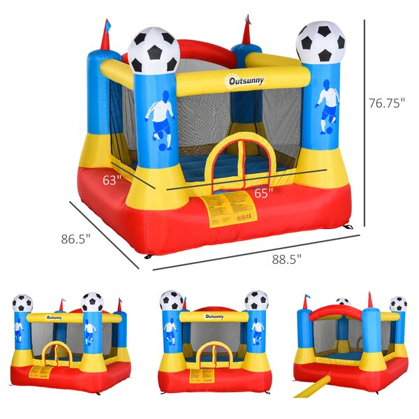 Nishore Kids Bounce Castle House Inflatable Trampoline with Inflator for Kids Age 3-12 Football Field Design 7.4 x 7.2 x 6.4 