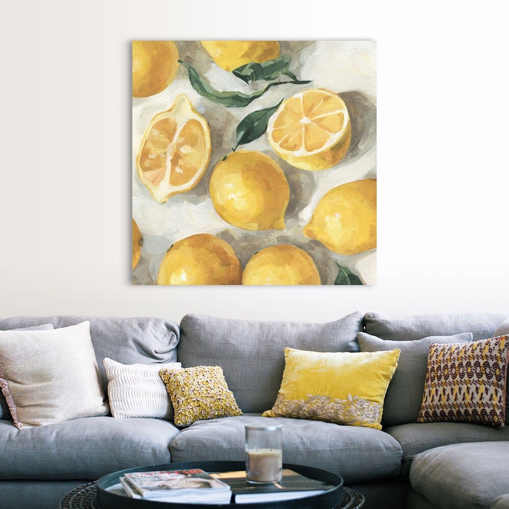 August Grove® Fresh Lemons II by Emma Caroline - Painting on Canvas ...