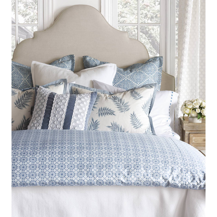 Blue Geometric Cotton Duvet Cover 