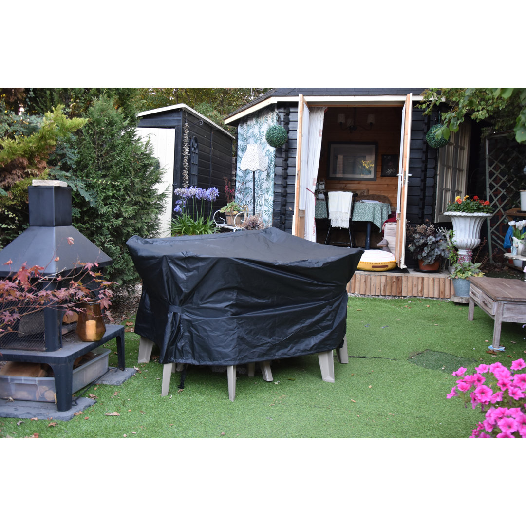 Square Garden Furniture Set Waterproof Cover with Cord and Straps 125 x 125 x 74 cm black
