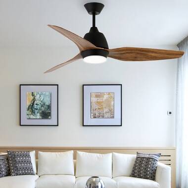 132 cm Aged Silver Ceiling Fan without Lights with Pull Cord and Blade Colour Black Potkuri 52 inch 
