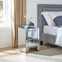 Details about   Mirrored Sofa End Table Glass Nightstand Bed Side Modern Elegant Furniture 