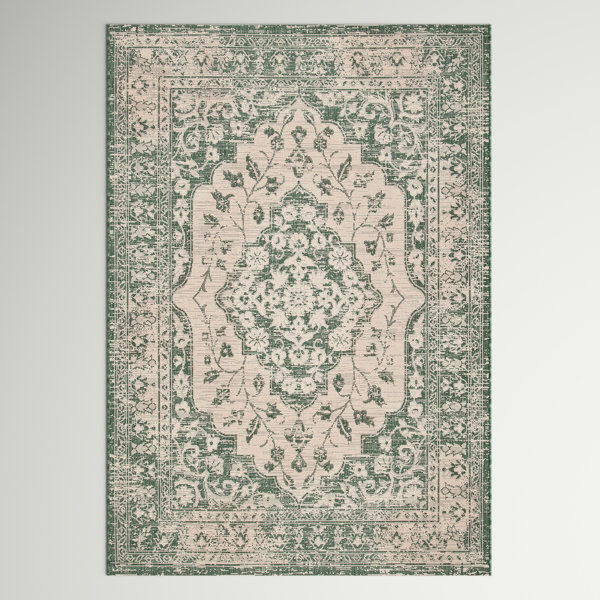Andover Mills™ Flynt Beige/Dark Green Indoor/Outdoor Rug & Reviews ...