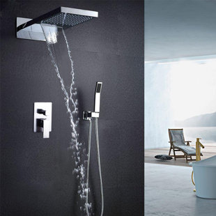 Venice Multifunctional Polished 2 Way Rainfall Thermostatic Complete Shower System with Rough-in Valve