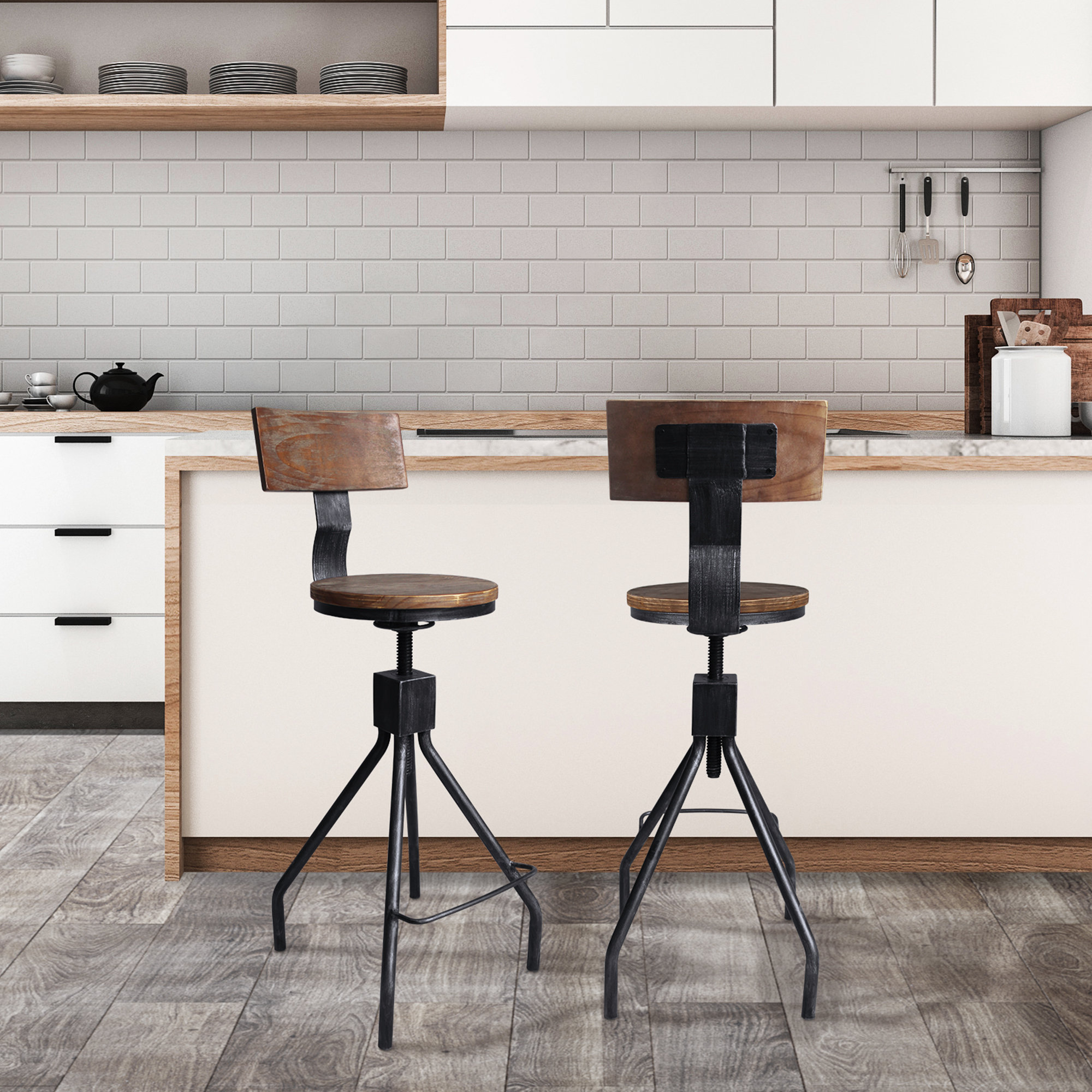 Williston Leaman Adjustable Height Swivel Bar Stool & Reviews