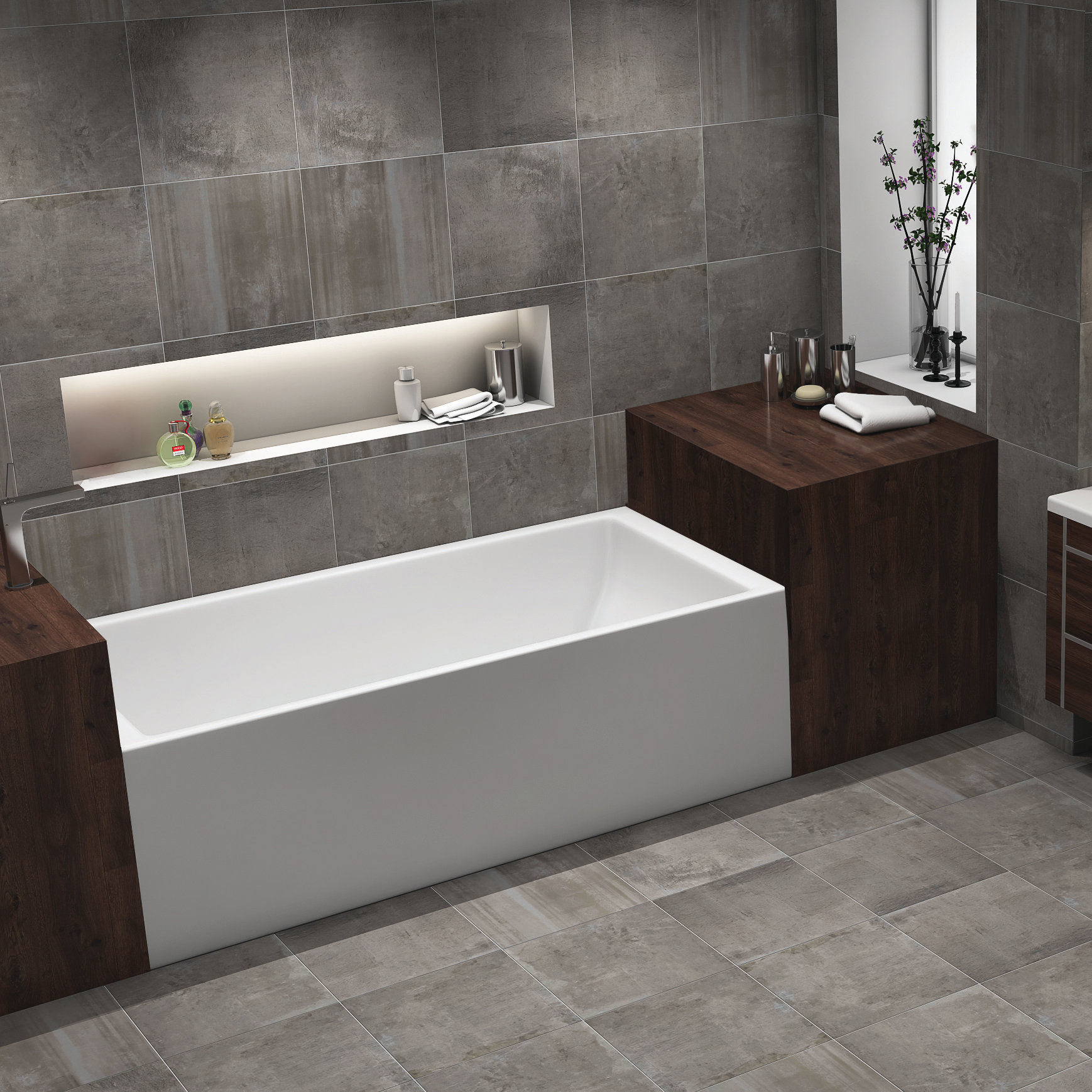 Malibu Home 66'' x 36'' Alcove/Tile In Acrylic Bathtub Wayfair