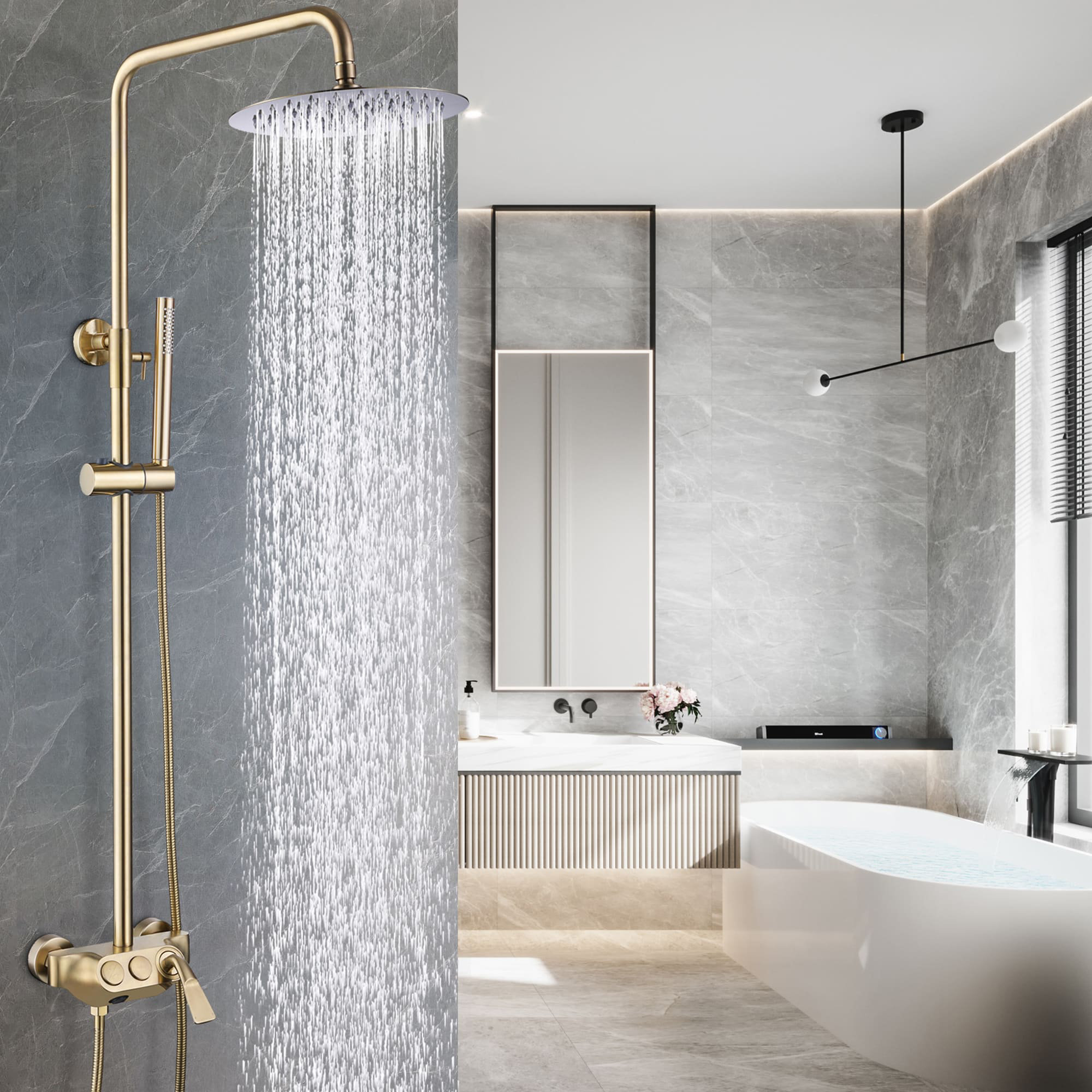 KIKO HOME Exposed Pipe Shower Faucet with Roughin Valve Wayfair