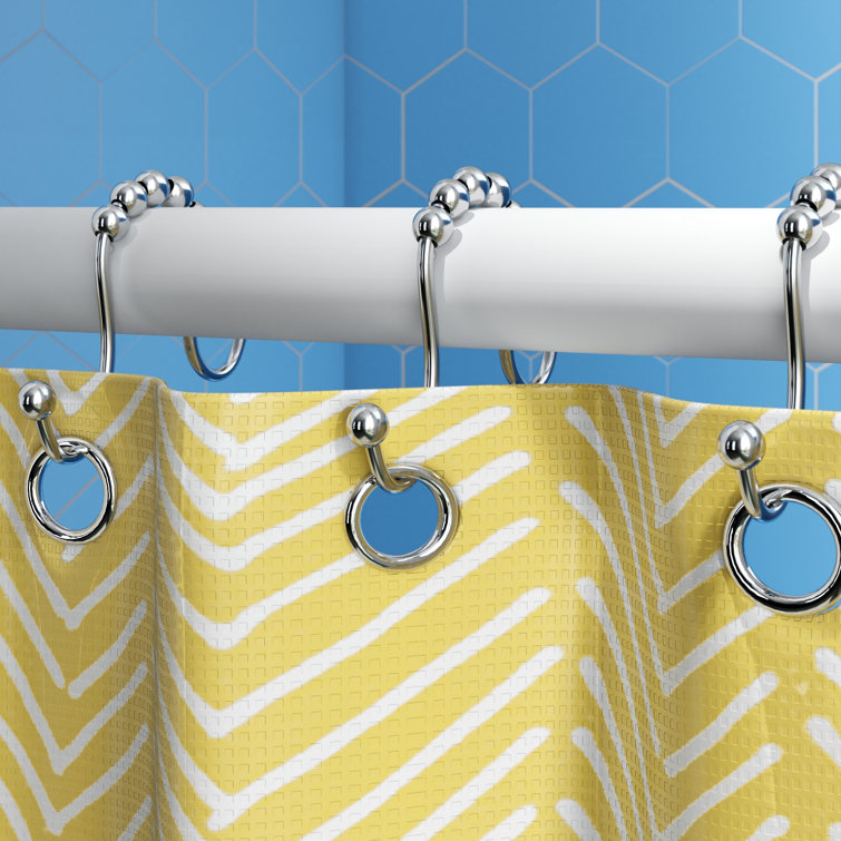 1 Set of 12 Roller Ball Bronze Tone Bathroom Shower Curtain Rings Hooks New 